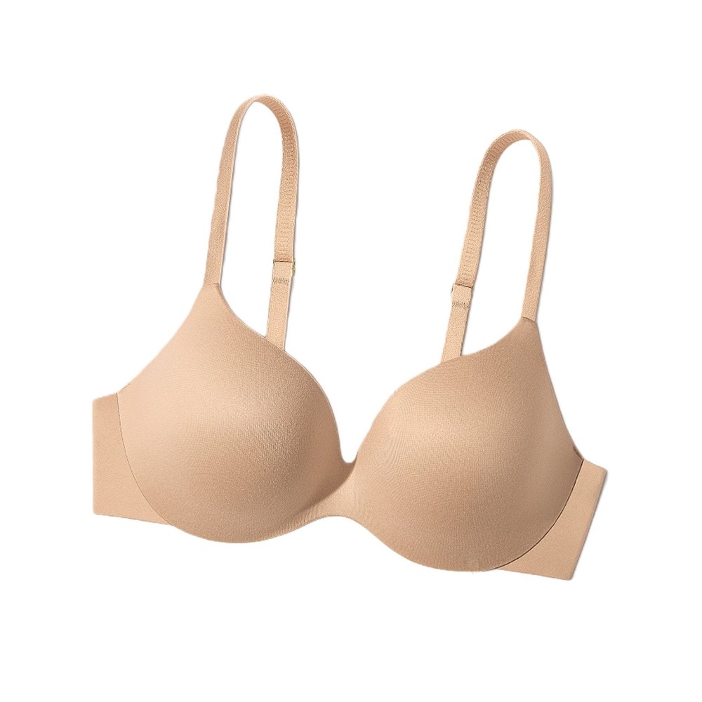 Deyllo Bra Womens 32B NWT Beige Nude Seamless T-Shirt Push-Up Underwire